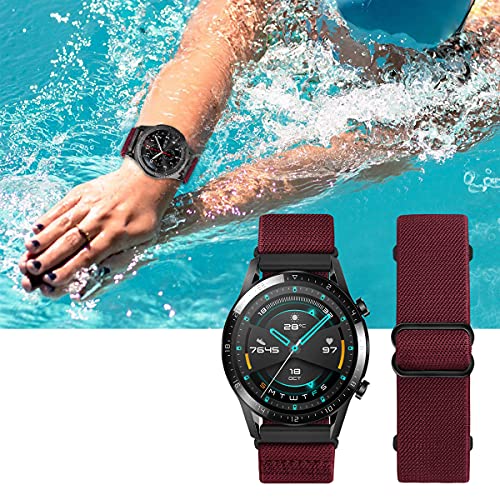 MroTech Correa Compatible Samsung Gear S3 Frontier/Galaxy Watch 3 45mm/Galaxy Watch 46mm Pulsera de Repuesto para Stratos/Stratos2/2/2S/Pace/GTR 47mm/GTR 2/GTR 2e Banda Nailon 22mm-Nylon Rojo Oscuro