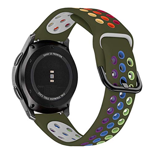 MroTech Correa de silicona de 22 mm compatible con Samsung Gear S3 Frontier Classic/Galaxy Watch 46 mm, correa de silicona de repuesto para Huawei 2 Classic/GT/GT2 46 mm, color verde/neón