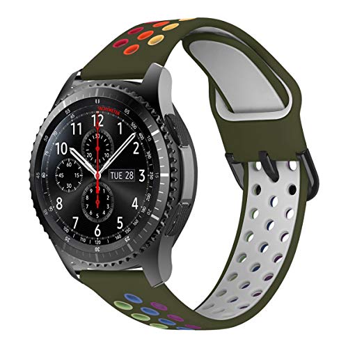 MroTech Correa de silicona de 22 mm compatible con Samsung Gear S3 Frontier Classic/Galaxy Watch 46 mm, correa de silicona de repuesto para Huawei 2 Classic/GT/GT2 46 mm, color verde/neón