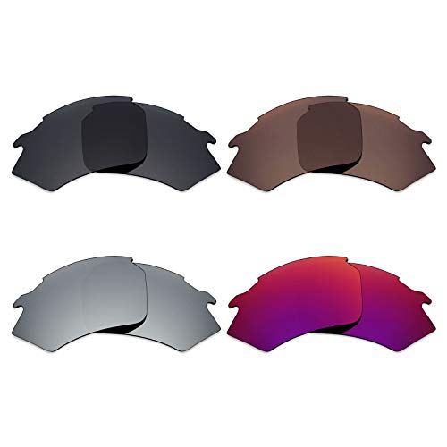 Mryok 4 pares de lentes polarizadas de repuesto para gafas de sol Rudy Project Stratofly, color negro/bronce marrón/plateado titanio/sol medianoche