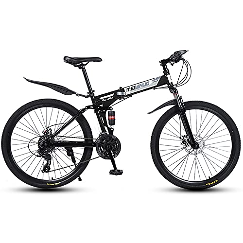 MSG ZY Bicicleta Plegable MTB, Cuadro de Acero con Alto Contenido de Carbono, Bicicleta Todo Terreno de 26", 24-27 velocidades, Bicicleta de montaña con Doble suspensión y Freno de Disco Doble