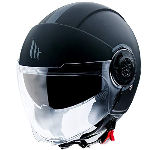 MT HELMETS 12830000135 Casco para Moto, Accesorio Unisex para Adultos, Negro Opaco, M