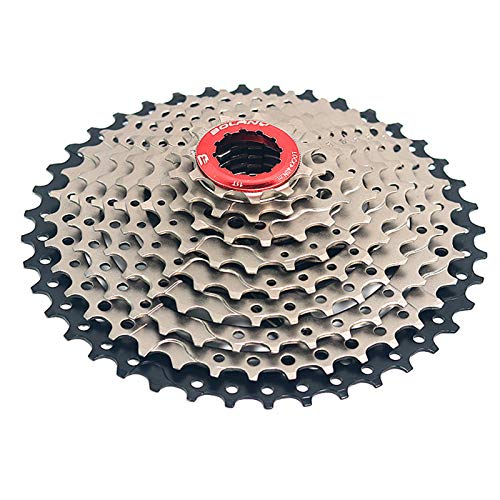 MTB Bike Cassettes, 11 velocidad Relación de engranajes 11-42T acero rueda libre piñón de bicicleta para shimano/sram accesorios de bicicleta de montaña (11Speed 11-42T rojo y plata)