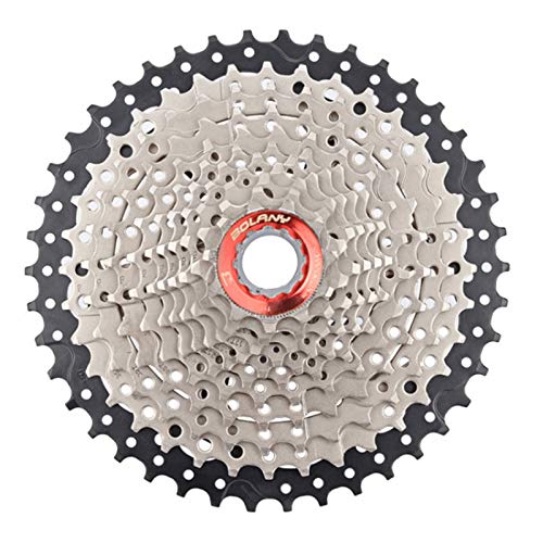 MTB Bike Cassettes, 11 velocidad Relación de engranajes 11-42T acero rueda libre piñón de bicicleta para shimano/sram accesorios de bicicleta de montaña (11Speed 11-42T rojo y plata)