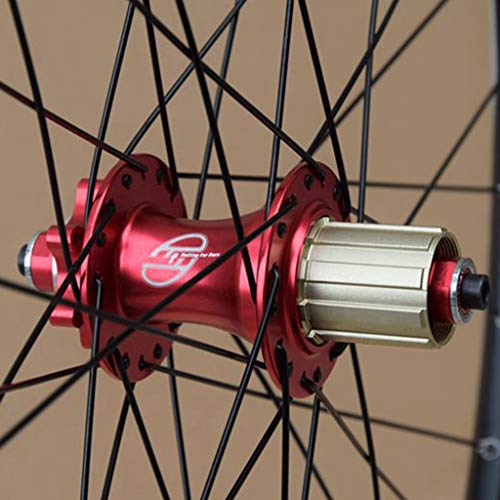 MTB Juego Ruedas Bicicleta para Bicicleta Montaña Llanta Aleación Doble Pared Freno Disco 7-11 Velocidad Centro Tarjetas Rodamiento Sellado QR 32H (Color : Red, Size : 29")