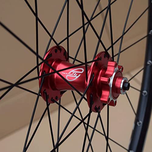 MTB Juego Ruedas Bicicleta para Bicicleta Montaña Llanta Aleación Doble Pared Freno Disco 7-11 Velocidad Centro Tarjetas Rodamiento Sellado QR 32H (Color : Red, Size : 29")