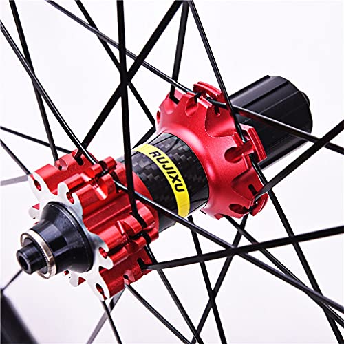 MTB Llanta Bicicleta 26 27,5 29 P Juego Ruedas Bicicleta Montaña Casete 7 8 9 10 11 Velocidades Juego Ruedas Bicicleta Ruedas Freno Disco QR Buje Fibra Carbono 1945g (Color : Red, Size : 27.5")