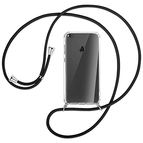 mtb more energy® Collar Smartphone para Huawei P8 Lite 2017, Honor 8 Lite (5.2'') - Negro - Funda Protectora ponible - Carcasa Anti Shock con Cuerda Correa