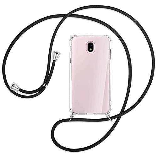 mtb more energy® Collar Smartphone para Samsung Galaxy J5 2017 (SM-J530, 5.2'') - Negro - Funda Protectora ponible - Carcasa Anti Shock con Cuerda Correa