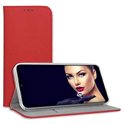 mtb more energy® Funda de protección tipo libro para Samsung Galaxy J3 2017 (SM-J330, 5,0 pulgadas), color rojo, piel sintética, con tapa