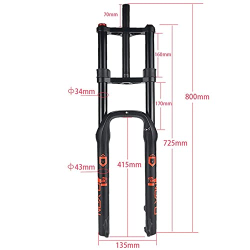 MTB Tenedor de suspensión, 26 pulgadas * 4.0 Fat Tire del montante de la presión del freno de disco del aire, por la nieve / playa / bicicleta eléctrica, de 140 mm de viaje Accesorios de montaje de bi