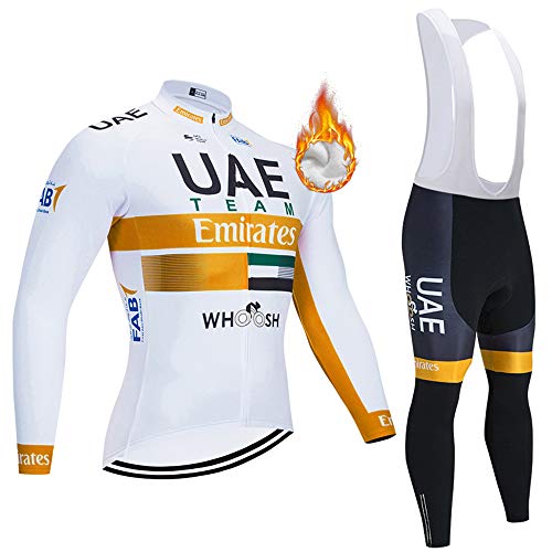 MTBHW Maillot de Ciclismo para Hombre, Forro Polar térmico de Invierno, Manga Larga, para Bicicleta de montaña, Ciclismo de Carretera y Pantalones Acolchados