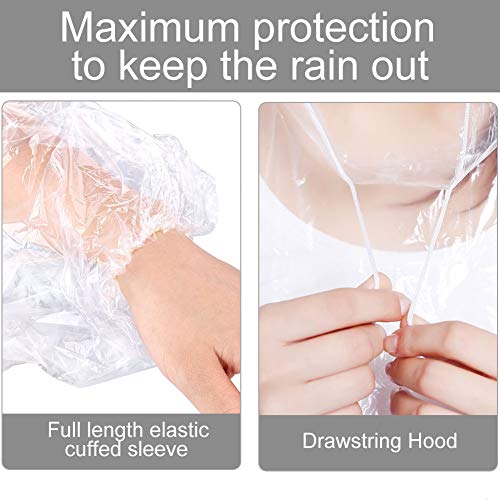 Mture Chubasqueros Desechable, Poncho de Lluvia para Adulto Chubasquero Transparente, Poncho Impermeable con Capucha y Mangas Ideal para Viajes, Picnic, Deportes, Senderismo Ciclismo, 12 Piezas