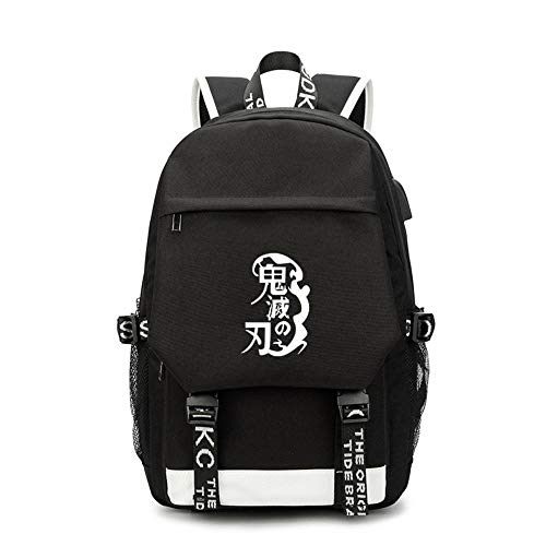 MUATE Anime Ghost Slayer USB Mochila Unisex Mochilas Escolares Mujeres Hombres Mochila Portátil Grande para Viaje