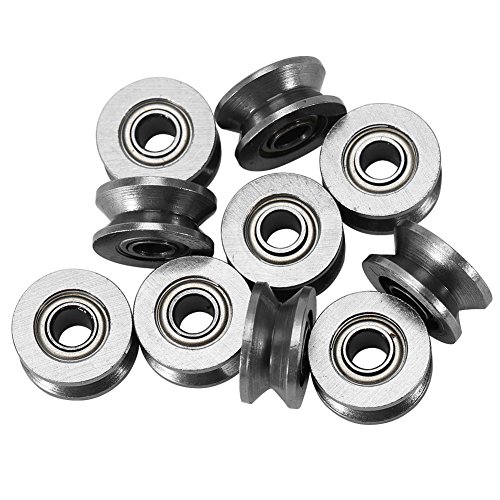 Mugast 10PCS V624ZZ 4 mm V polea para rodamientos rígidos de bolas para carril, sistema de movimiento lineal 4 * 13 * 6 mm (material de acero al carbono)