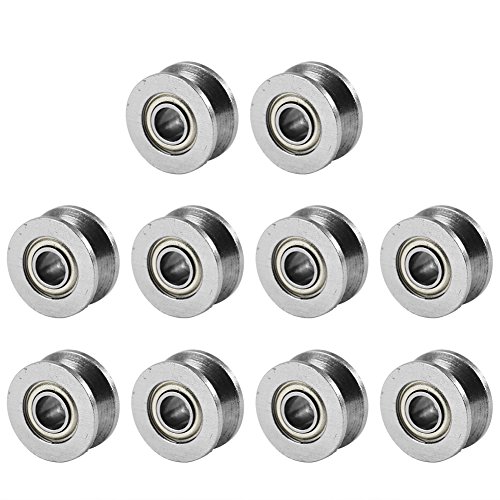 Mugast 10PCS V624ZZ 4 mm V polea para rodamientos rígidos de bolas para carril, sistema de movimiento lineal 4 * 13 * 6 mm (material de acero al carbono)