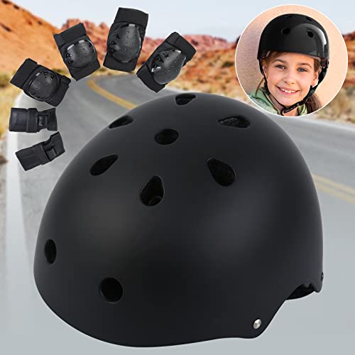 MuGuang - Juego de protectores de 7 piezas para BMX Pads Rodilleras de codo con protectores de puños para patin, bicicleta, Skateboard, Scooter(M, negro)
