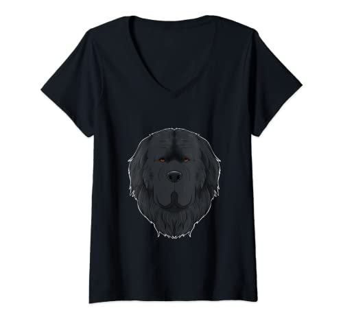 Mujer Amante del Terranova I Amante de los perros I Terranova Camiseta Cuello V