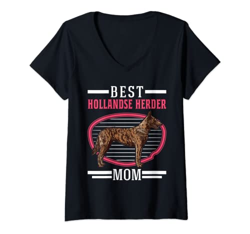 Mujer Best Hollandse Herder Mom Perro pastor holandés Camiseta Cuello V