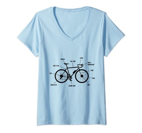 Mujer Bicicleta Bicicleta Definición Descripción Arte Ilustración Camiseta Cuello V