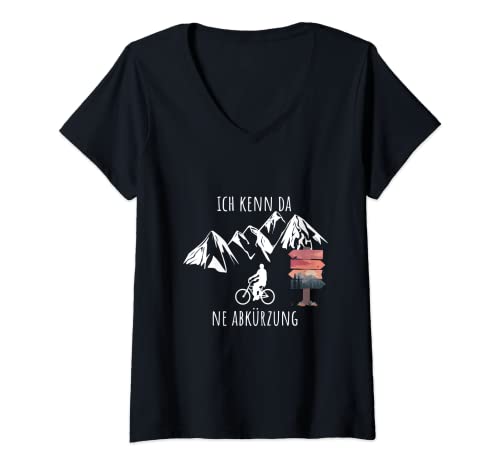 Mujer Bicicleta de montaña con inscripción "Ich Kenne Da Ne" Camiseta Cuello V