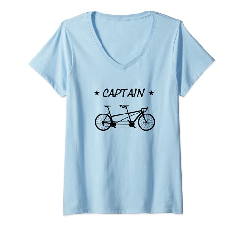 Mujer Bicicleta tándem Capitán Bicicleta para dos personas Camiseta Cuello V