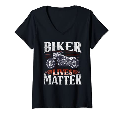 Mujer Biker Lives Matter - Jinete de motocicleta Camiseta Cuello V