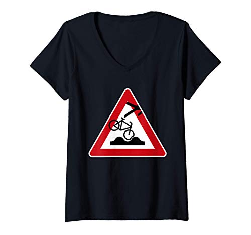 Mujer BMX Dirt Mountain Bike Funny Biker Racer Camiseta Cuello V