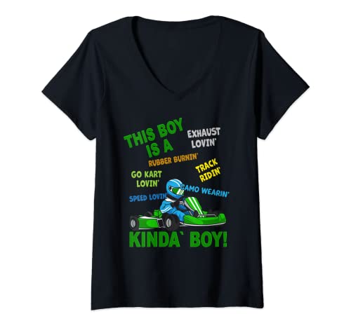 Mujer Chico de los karts - regalo de conducción de karts Camiseta Cuello V