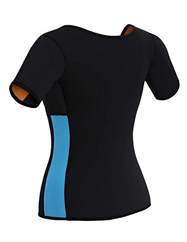 Mujer Faja Reductora Adelgazante Camiseta Sauna Chaleco Neopreno Comprecion para Fitness Deporte Manga corta