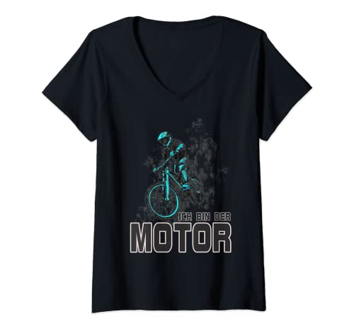 Mujer Ich Bin Der Motor - Bicicleta de montaña Camiseta Cuello V