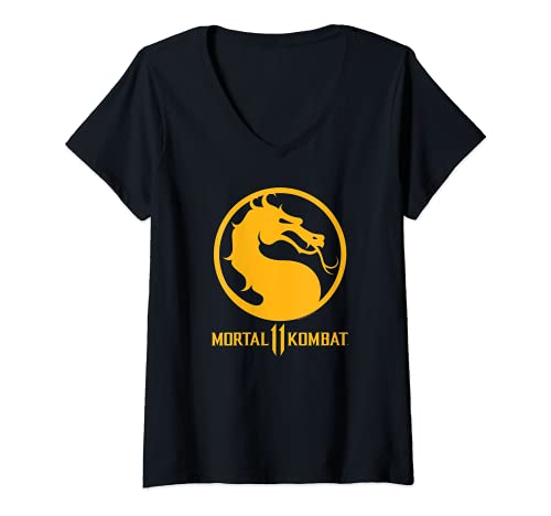 Mujer Mortal Kombat 11 Dragon Logo Camiseta Cuello V