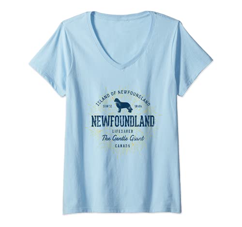 Mujer Newfoundland vintage terranova Camiseta Cuello V