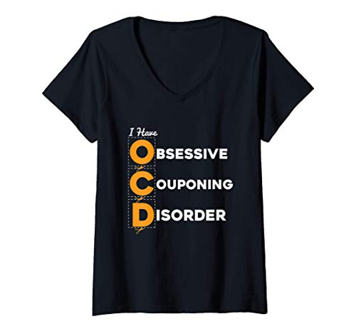 Mujer OCD Coupon Trastorno Obsesivo Couponing Descuento Venta Camiseta Cuello V