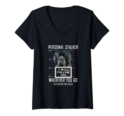 Mujer Personal Stalker Perro Terranova I Will Follow You Camiseta Cuello V