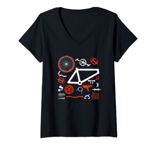 Mujer Piezas de repuesto para bicicletas de montaña Construye la Camiseta Cuello V