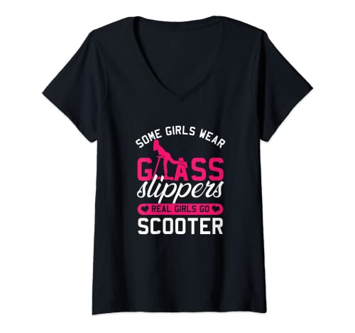 Mujer Real Girls Go Scooter Rider Escooter Driver Deportes extremos Camiseta Cuello V