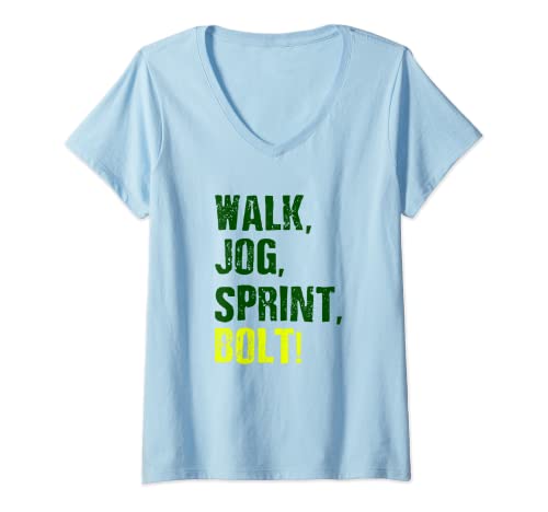 Mujer Sprinter - ¡Camina, trota, esprinta, BOLT! Camiseta Cuello V