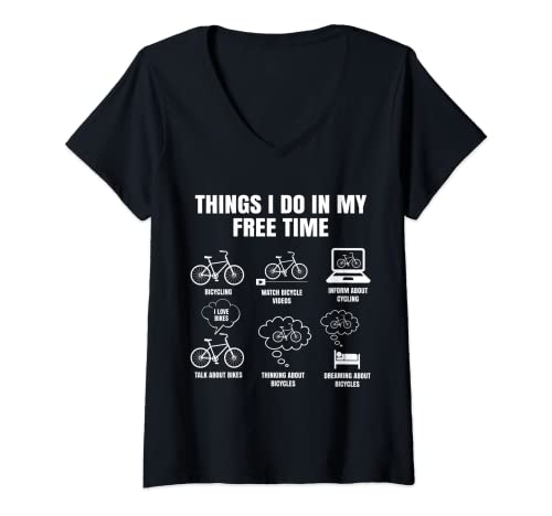 Mujer Things I Do In My Free Time Biker Cycling Funny Cyclist Gift Camiseta Cuello V