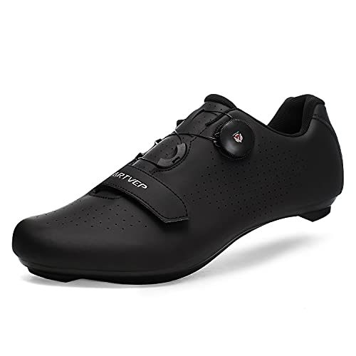 Mujer Zapatillas de Ciclismo para Hombre Zapatillas de Bicicleta de Carretera compatibles con Look SPD SPD-SL Delta Cleats Zapatillas de Spinning para Interiores Exteriores Todo Negro250