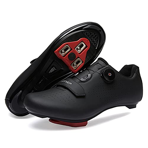 Mujer Zapatillas de Ciclismo para Hombre Zapatillas de Bicicleta de Carretera compatibles con Look SPD SPD-SL Delta Cleats Zapatillas de Spinning para Interiores Exteriores Todo Negro250