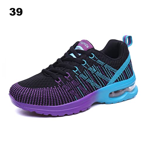 Mujeres para Correr Zapatillas Chica Malla Air Cushion ATL¨¦Tico Senderismo Tenis C¨®Moda Zapatillas Ligeras Ligeras Lace-Up Soles Calzado, 39,B