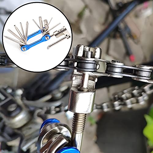 Multiusos Bici Herramientas, Multiherramienta Bici, Mini Bici Plegables Herramientas 11 en 1 Multifunción Bicicleta Reparacion Herramientas Mantenimiento Herramientas Kit (Azul)