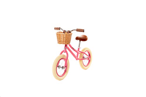 MUNDO PETIT - Bicicleta Sin Pedales - Bicicleta Niño - Bicicleta Aprendizaje 12" - Incluida Cesta de Mimbre - de 2 a 5 y 6 años (Coral)