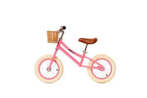 MUNDO PETIT - Bicicleta Sin Pedales - Bicicleta Niño - Bicicleta Aprendizaje 12" - Incluida Cesta de Mimbre - de 2 a 5 y 6 años (Coral)