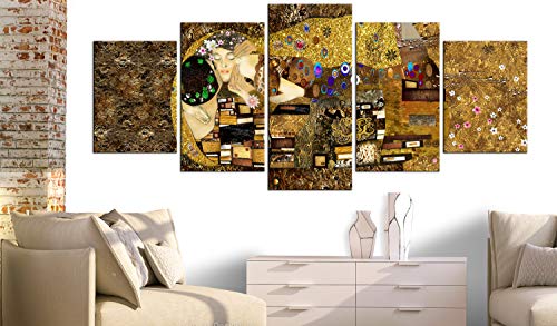 murando Cuadro en Lienzo Gustav Klimt 225x100 cm Impresión de 5 Piezas Material Tejido no Tejido Impresión Artística Imagen Gráfica Decoracion de Pared Beso Artet l-A-0031-b-m