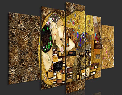 murando Cuadro en Lienzo Gustav Klimt 225x100 cm Impresión de 5 Piezas Material Tejido no Tejido Impresión Artística Imagen Gráfica Decoracion de Pared Beso Artet l-A-0031-b-m