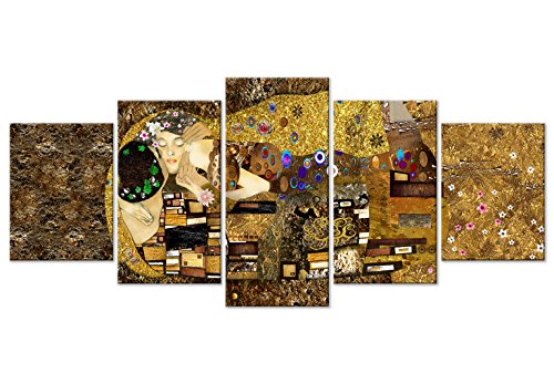 murando Cuadro en Lienzo Gustav Klimt 225x100 cm Impresión de 5 Piezas Material Tejido no Tejido Impresión Artística Imagen Gráfica Decoracion de Pared Beso Artet l-A-0031-b-m