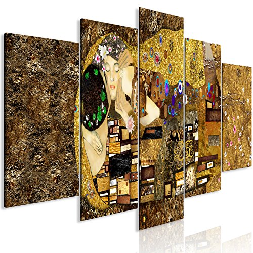 murando Cuadro en Lienzo Gustav Klimt 225x100 cm Impresión de 5 Piezas Material Tejido no Tejido Impresión Artística Imagen Gráfica Decoracion de Pared Beso Artet l-A-0031-b-m