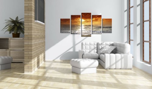 murando Cuadro en Lienzo Lago Naturaleza 100x50 cm Impresión de 5 Piezas Material Tejido no Tejido Impresión Artística Imagen Gráfica Decoracion de Pared Mar Playa 051401